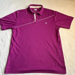 Callaway Purple with White Stripe Mens Polo XL